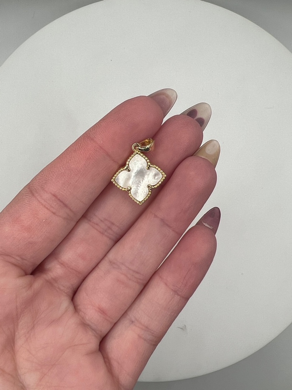 Gold & White Clover Pendant